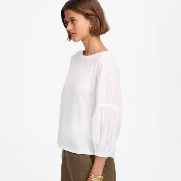 NWT Madewell White Puff-Sleeve Drop-Shoulder Knit Top - Extra Small - Picture 11 of 13
